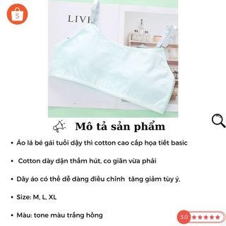 Áo lá bé gái cotton cao cấp mềm mại không đệm mút thấm hút tốt kiểu dáng basic đơn giản DEVARI B8891