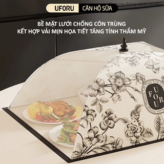 Lồng Bàn Vải Gấp Gọn UFORU Chống Côn Trùng Họa Tiết Hoa Văn - UFM649