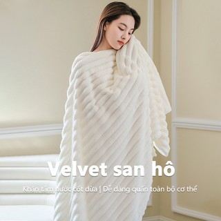 Khăn tắm có thể đeo được cho người lớn Khăn tắm dày San hô Nhung Khăn tắm Khăn sọc Bộ khăn tắm bọc khăn tắm