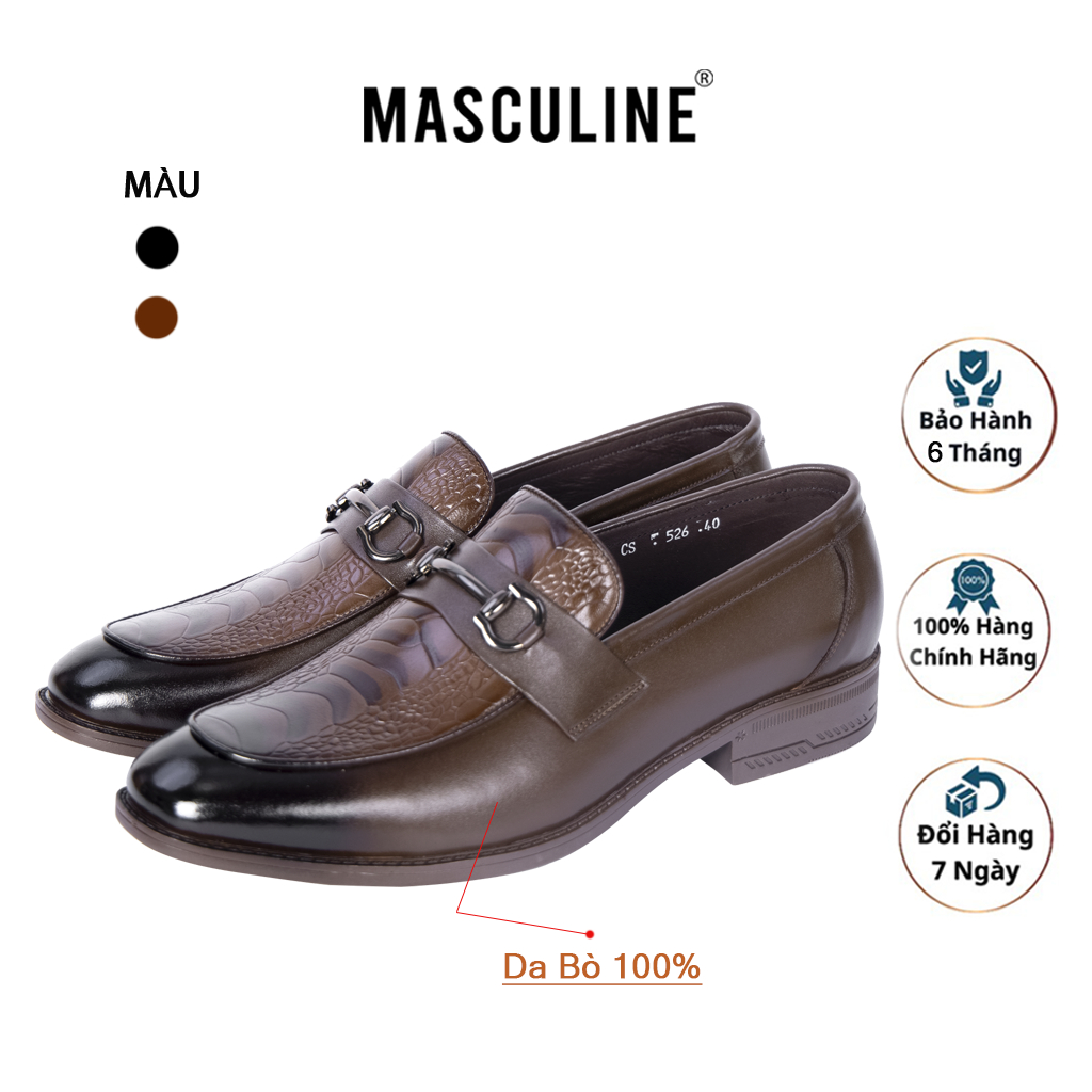 Giày công sở nam MASCULINE MCS508 - Giày da nam cao cấp, Họa tiết vân cá sấu sang trọng