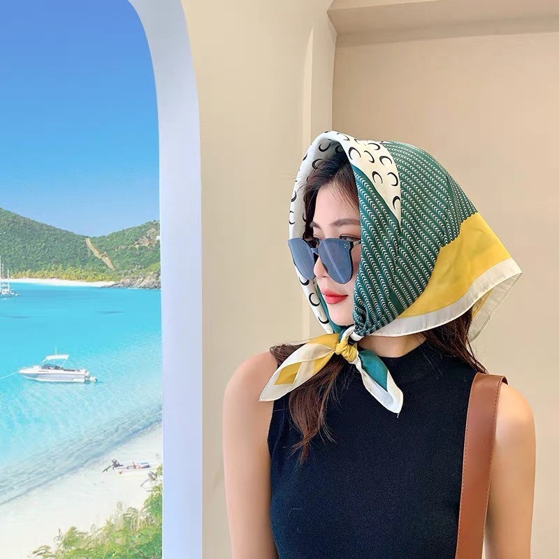 Khăn lụa vuông mềm 70x70 Có thể dùng làm khăn quàng cổ, băng đô, tết ​​tóc Đa chức năng SJ1001