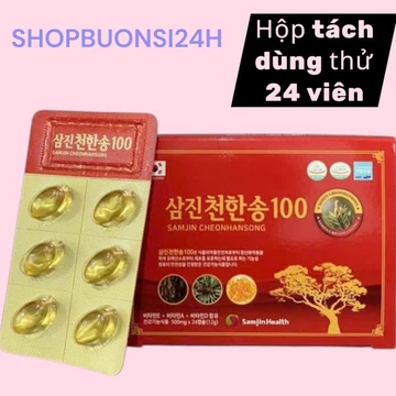 Tinh dầu thông đỏ Samjin Hàn Quốc- hộp tách 24 viên - mỡ máu- huyết áp