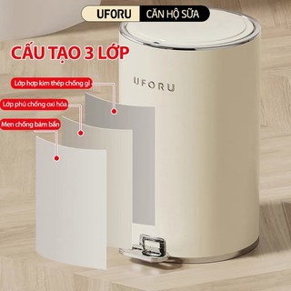 Thùng Đựng Rác Đạp Chân UFORU Chất Liệu Inox Cao Cấp Thế Tích 8L, 12L, 15L, 20L - UFM469