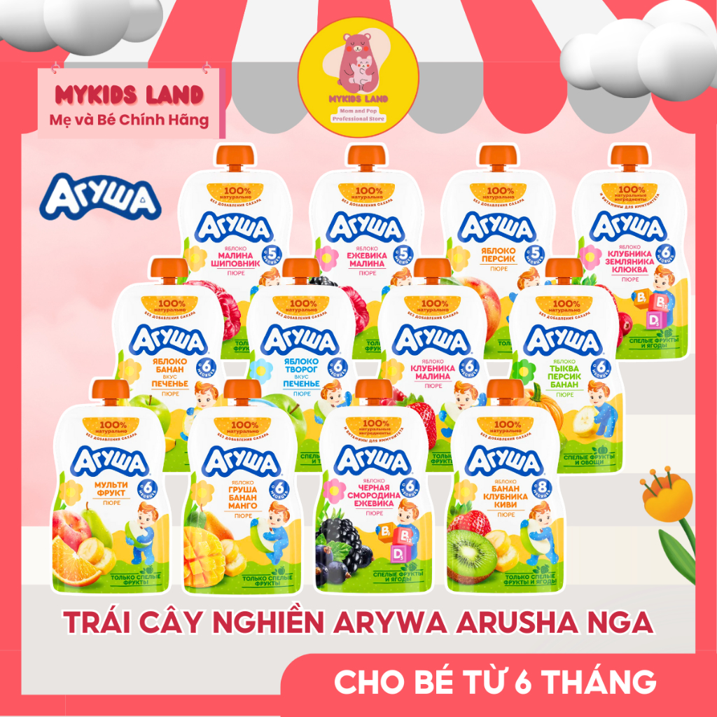 Trái Cây Nghiền ARYWA AGUSHA Túi 90g - Mix Vị - Bổ Sung Vitamin An Toàn ...