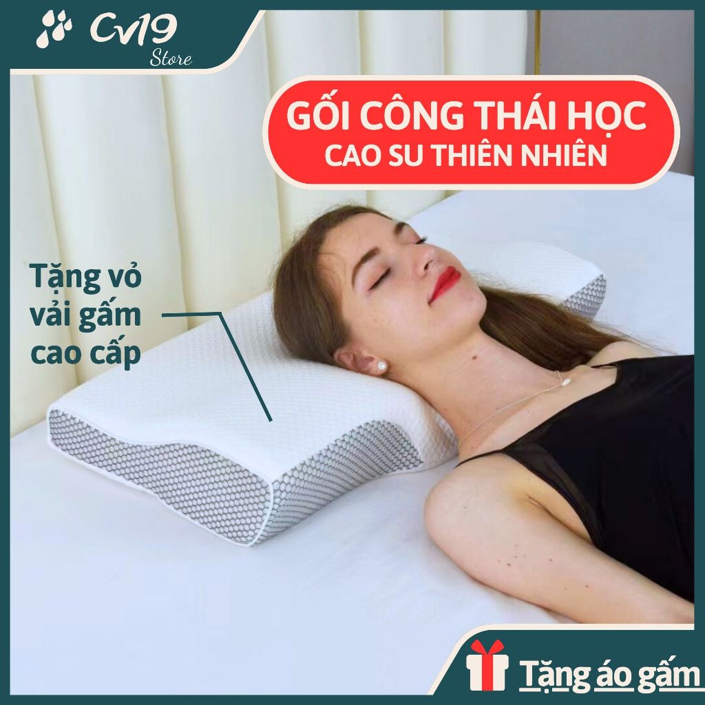 CÔNG THÁI HỌC - Gối cao su thiên nhiên giảm đau cổ vai gáy, ngủ ngon hơn, thoáng khí không hầm bí