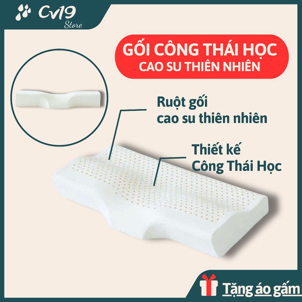 CÔNG THÁI HỌC - Gối cao su thiên nhiên giảm đau cổ vai gáy, ngủ ngon hơn, thoáng khí không hầm bí