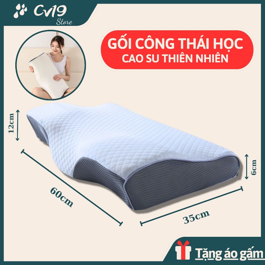 CÔNG THÁI HỌC - Gối cao su thiên nhiên giảm đau cổ vai gáy, ngủ ngon hơn, thoáng khí không hầm bí