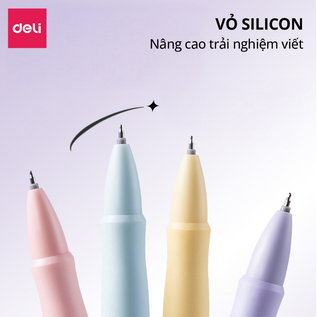 [MUA 3 GIẢM 35%] Combo Bút Gel Deli SA256 Ngòi 0.5mm Màu Pastel Có Đệm Tay Deli Viết Trơn Tru Nhanh Khô Dễ Thương