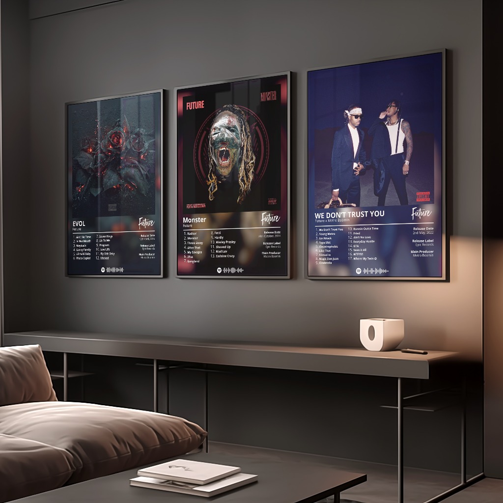 Future, Juice WRLD Poster Album Âm Nhạc Có Khung Treo Tường Decor Phòng Khách Phòng Ngủ Không Gian Làm Việc
