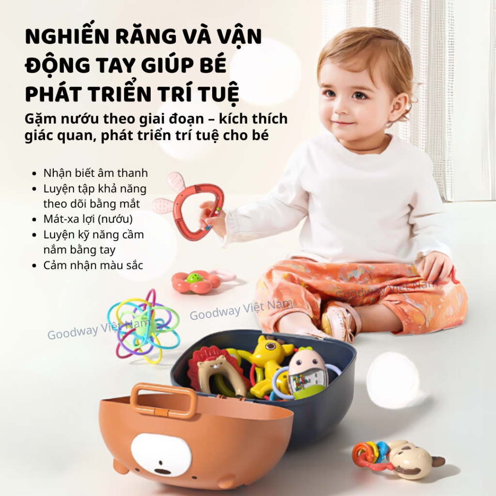 Đồ chơi bé sơ sinh bộ lục lạc gặm nướu 8 10 món Goodway Baby Rattle an toàn cho bé từ 2 tháng tuổi