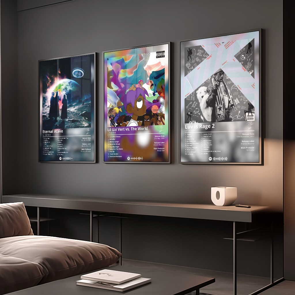 Lil Uzi, Central Cee Poster Album Âm Nhạc Có Khung Treo Tường Decor Phòng Khách Phòng Ngủ Không Gian Làm Việc