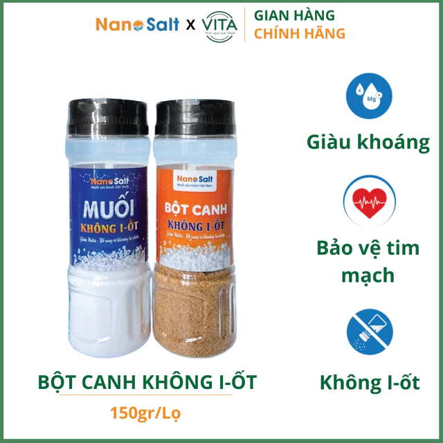 [MUA 3 TẶNG 1] Combo Muối & Bột Canh Không I-Ốt Cho Người Ăn Kiêng (Lọ)