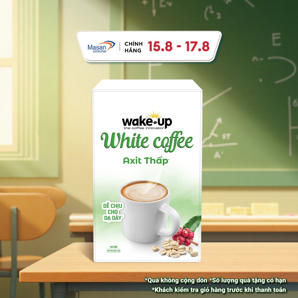 Cà phê hòa tan Wake up White Coffee hộp x 18stick x 18gr