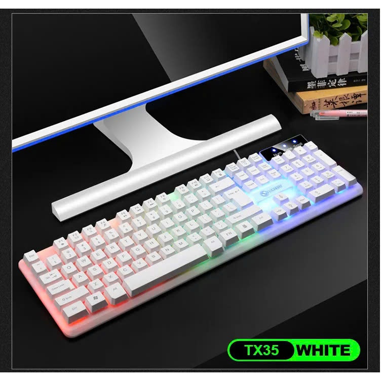 Bàn phím giả cơ chuyên game LIMEME TX35 Màu Trắng, Led Xuyên Phím 7 Màu ...