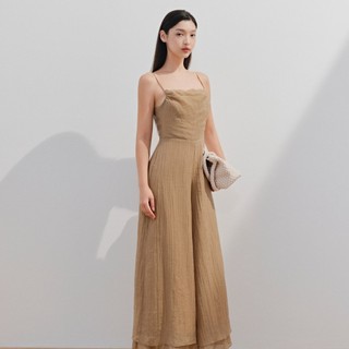 Jumpsuit OLV hai dây ống rộng cổ đổ thanh lịch trẻ trung Tamrie phù hợp đi chơi đi biển