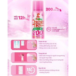 [KINCHO X KOL] Xịt Chống Muỗi Và Côn Trùng One-Push Kincho Nhật Bản 200 lần 45ml - Hương Hoa Hồng
