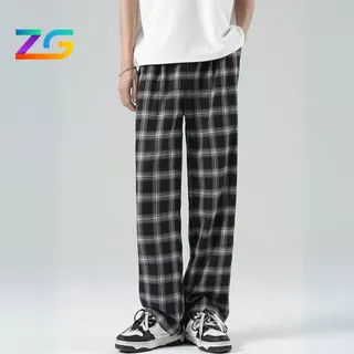 Quần kẻ caro ống rộng ZGO quần flannel unisex chất dày dặn hack dáng cạp cao QCARO