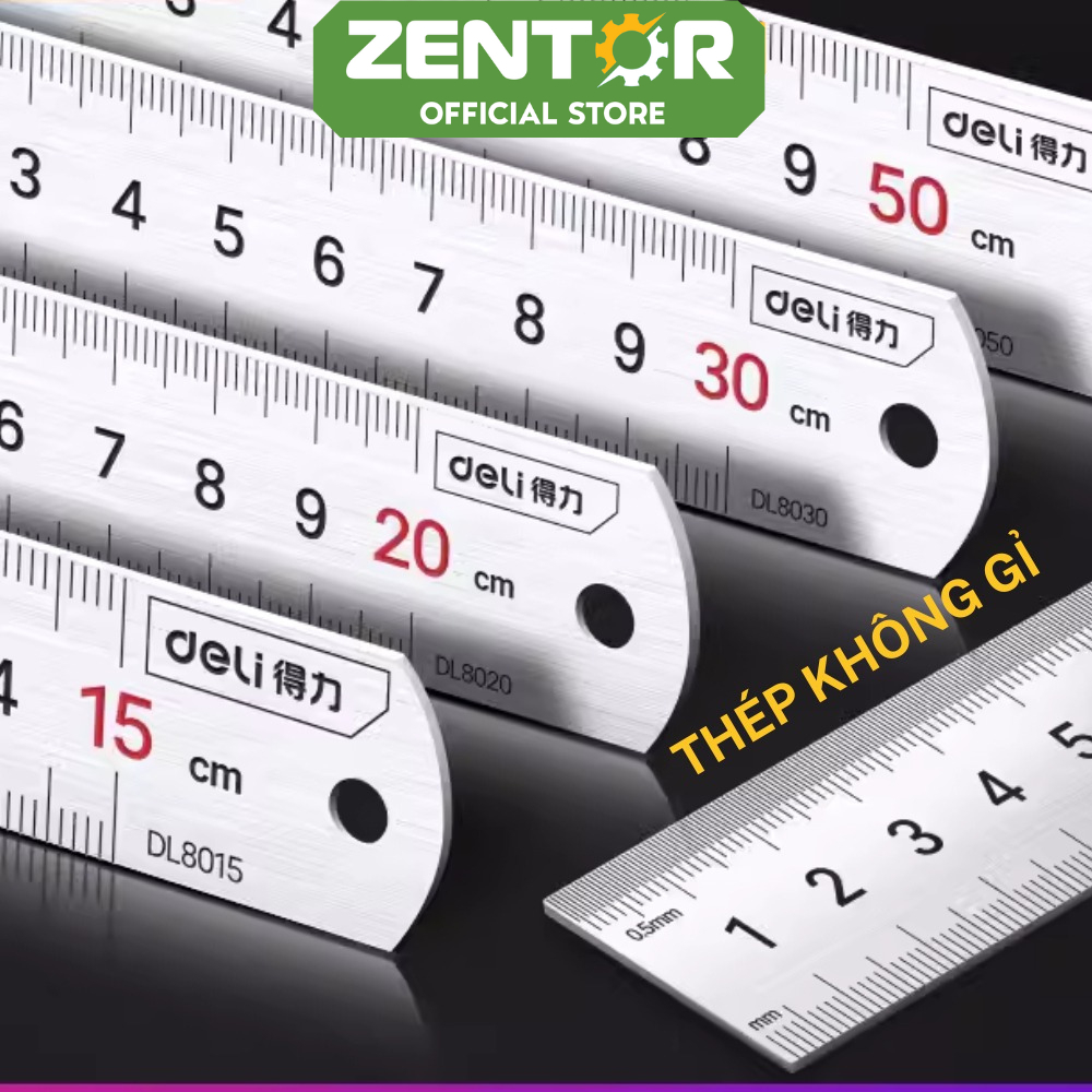 Thước Kẻ Thép Deli Cao Cấp - Kích Thước 15cm Nhỏ Gọn, Tiện Lợi - Chất Liệu Chống Mòn Gỉ - 8461