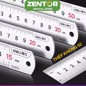 Thước Kẻ Thép Deli Cao Cấp - Kích Thước 15cm Nhỏ Gọn, Tiện Lợi - Chất Liệu Chống Mòn Gỉ - 8461