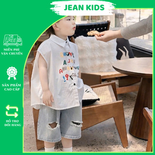 SET JEAN PHONG CÁCH CHO BÉ TRAI -  Quần Jean Ngố Mềm Mix Aó Sơ Mi Hàn
