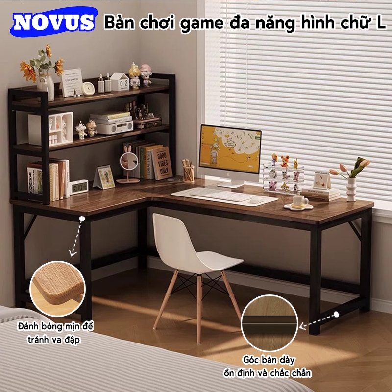 NOVUS Bàn Game Gỗ Cao Cấp - Thiết kế kệ đỡ đồ chuyên nghiệp - Tối ưu không gian chơi game đỉnh cao