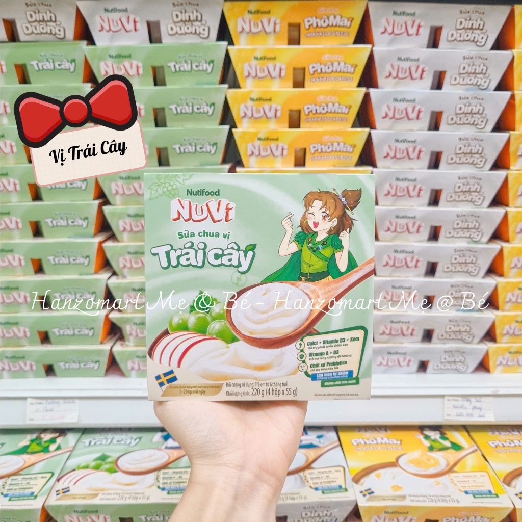 Sữa chua Nuvi đủ vị cho bé từ 6m, lốc 4*55gr