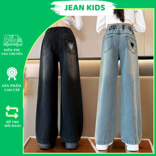 Quần Jean Xuông Dài Basic Phong Cách Cá Tính Cho Bé Gái Từ 25-50kg