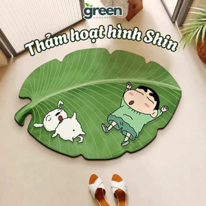 Thảm Chùi Chân Nhà Tắm Chống Trượt GREEN, Thảm Hoạt Hình Shin Chất Liệu Bùn Tảo Thấm Hút Nhanh Khô