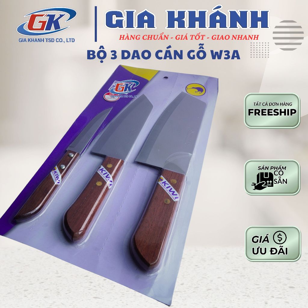Bộ Dao Nhà Bếp Cán Gỗ KIWI & KOMKOM- dao làm bếp, dao bếp, bộ dao nhà ...