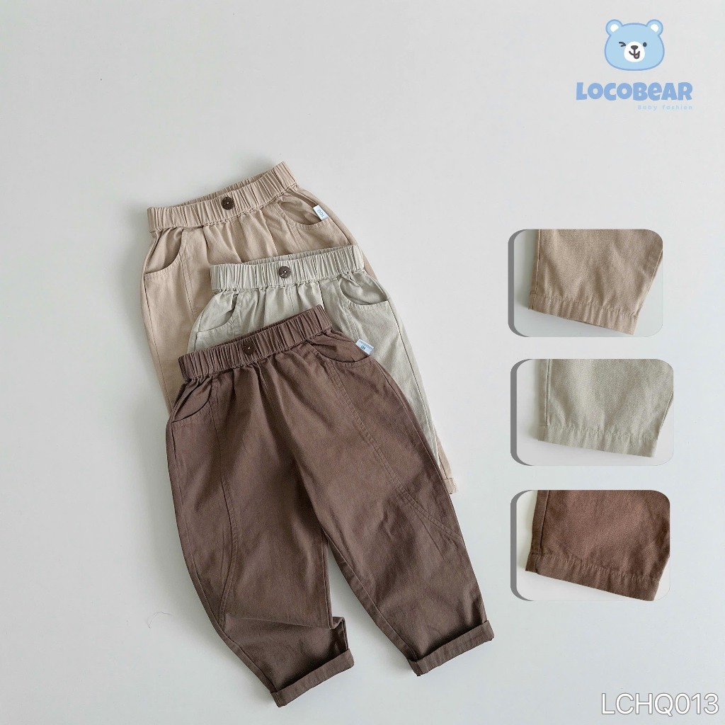 Quần kaki baggy phối viền cá tính, quần thô mềm bé trai đi học, đi chơi LCH013