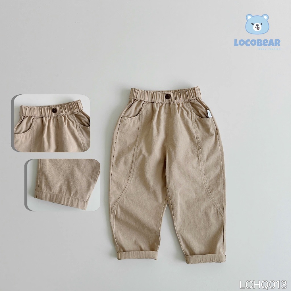 Quần kaki baggy phối viền cá tính, quần thô mềm bé trai đi học, đi chơi LCH013