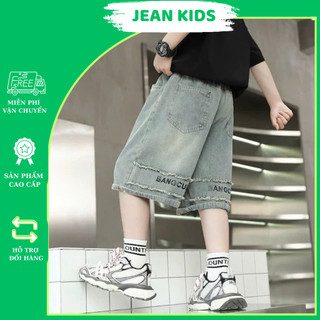 Quần Jean Ngố Bé Trai In Họa Tiết Chữ Sau Quần – Cá Tính & Năng Động (20–50kg)