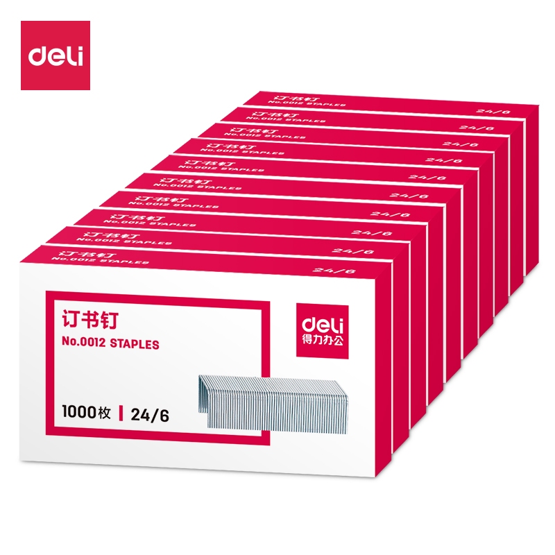 Ghim Dập Tài Liệu Số 10/12 Deli - Đạn Ghim 24/6 - Hộp Ghim Bấm 1000 Cái Dùng Cho Học Sinh Văn Phòng