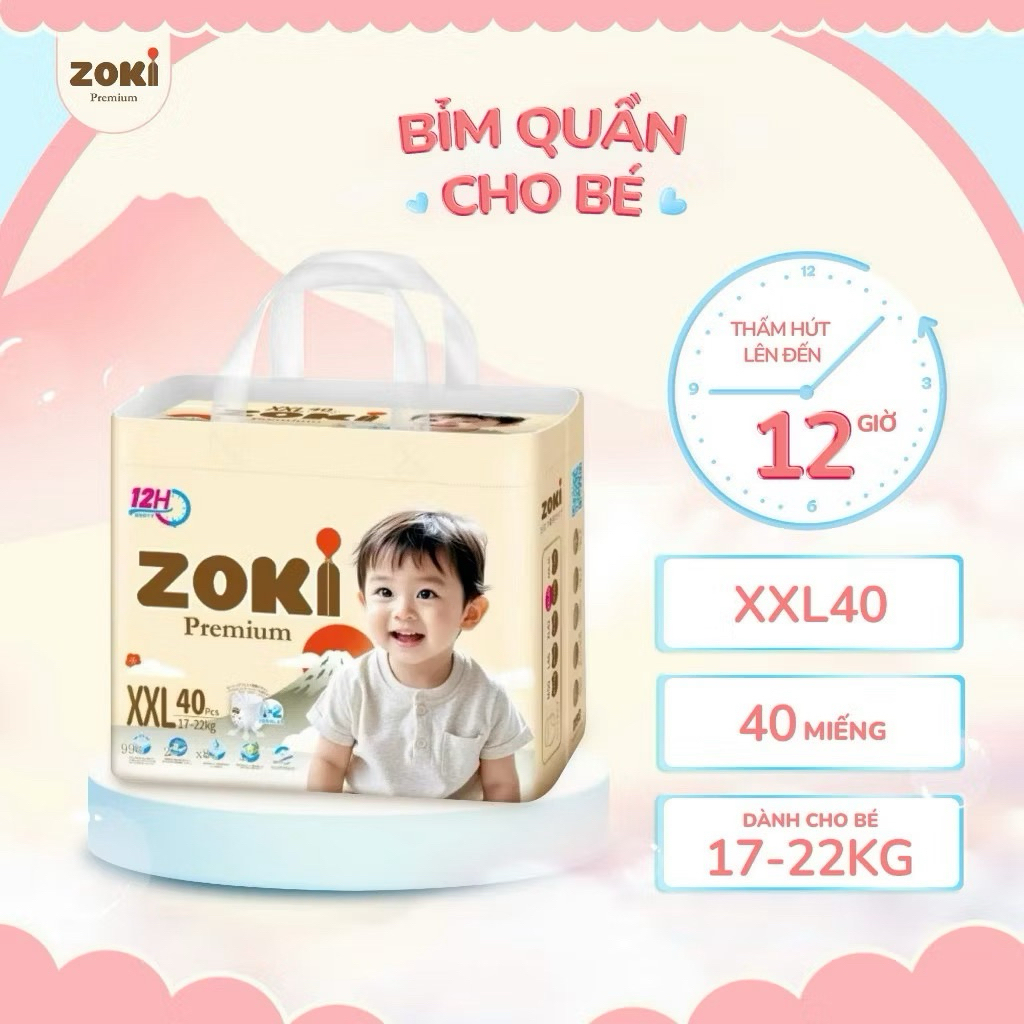 {Siêu rẻ } Tã/Bỉm Zoki Premium thấm hút 12h full sz cho bé