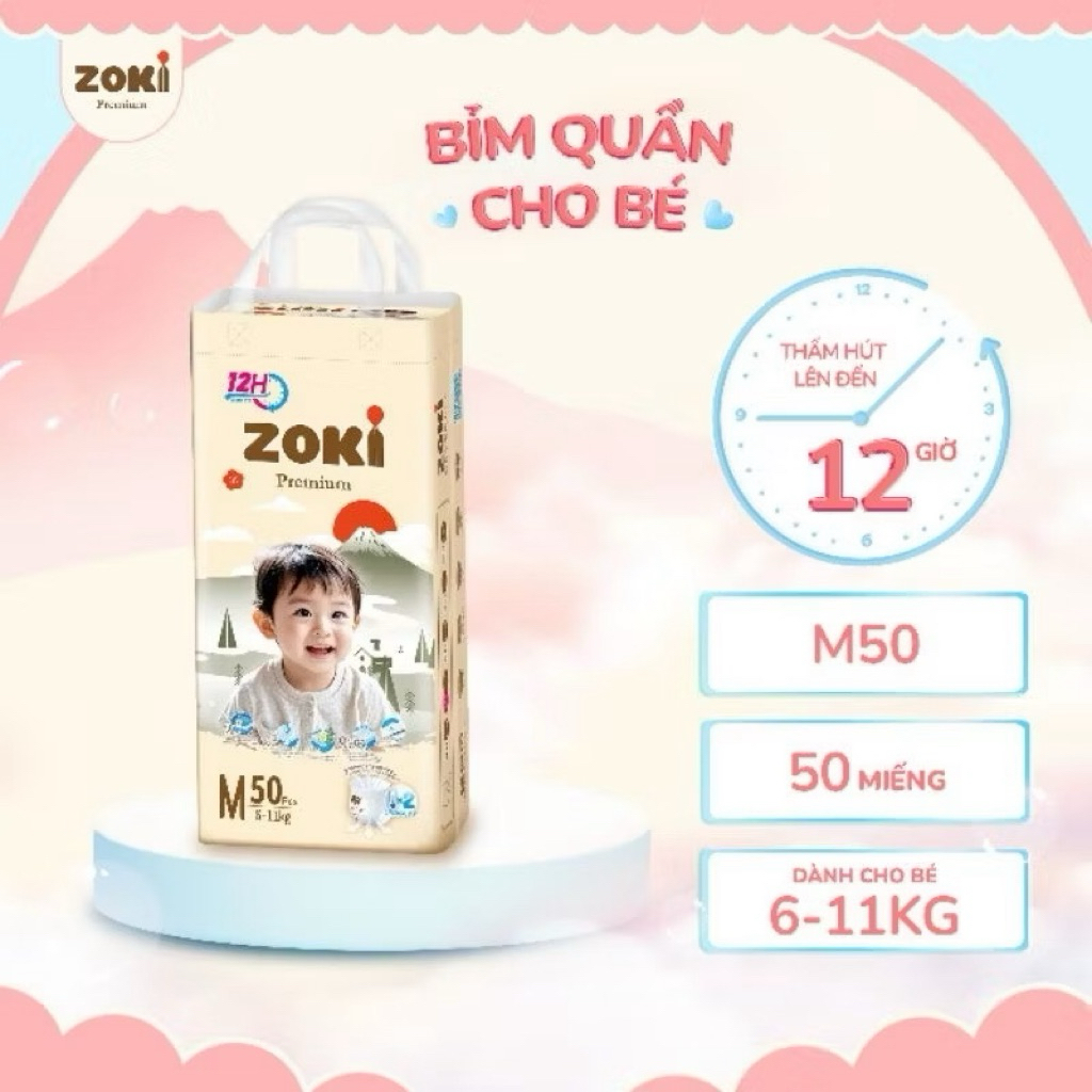 {Siêu rẻ } Tã/Bỉm Zoki Premium thấm hút 12h full sz cho bé