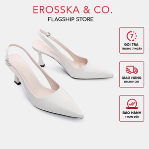 Erosska - Giày cao gót nữ mũi nhọn trơn kiểu dáng đơn giản màu trắng 8cm - DOI55