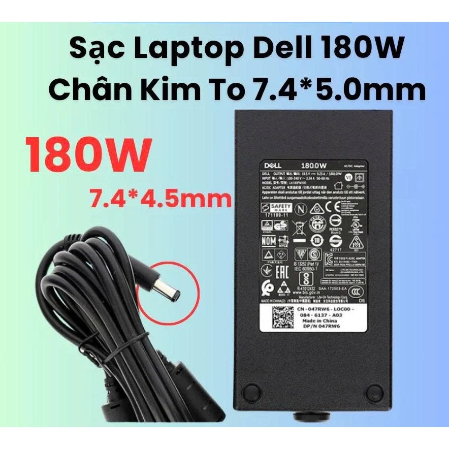 SẠC LAPTOP DELL 19.5V - 9.23A/ 180W SẠC ZIN DELL Chính hãng KIM LỚN 7.4MM, Sạc dell 180w presicion