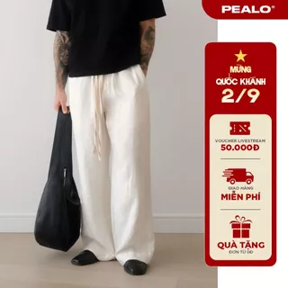 Quần suông ống rộng nam nữ PEALO chất liệu linen thời trang cao cấp