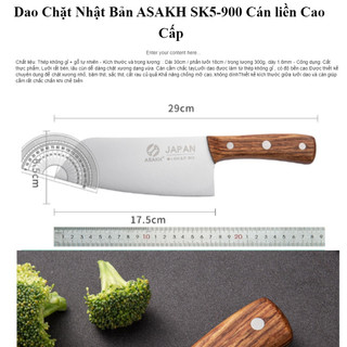 Dao thái thịt cá nhật bản Asakh 900 lưỡi dày bền bỉ cán gỗ chắc chắn sắc bén