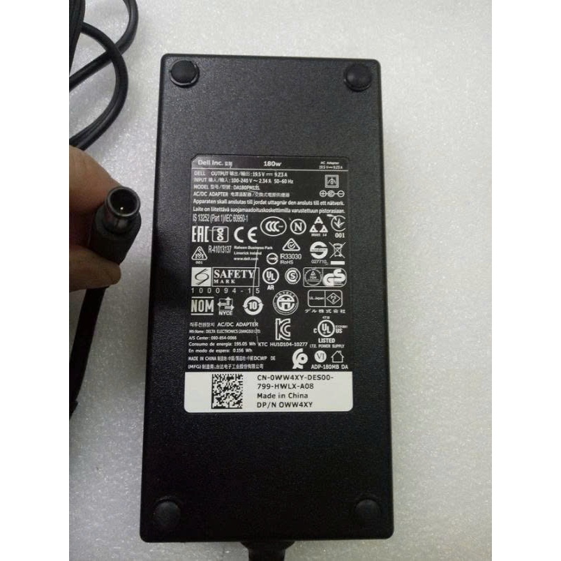 SẠC LAPTOP DELL 19.5V - 9.23A/ 180W SẠC ZIN DELL Chính hãng KIM LỚN 7.4MM, Sạc dell 180w presicion
