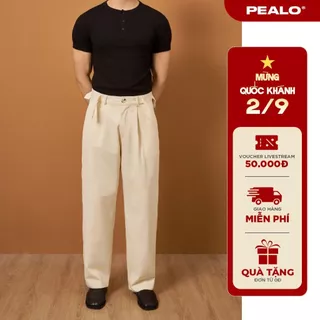 Quần ống suông nam PEALO vải kaki nhung casual pants trơn basic chất liệu mới Loose Pants