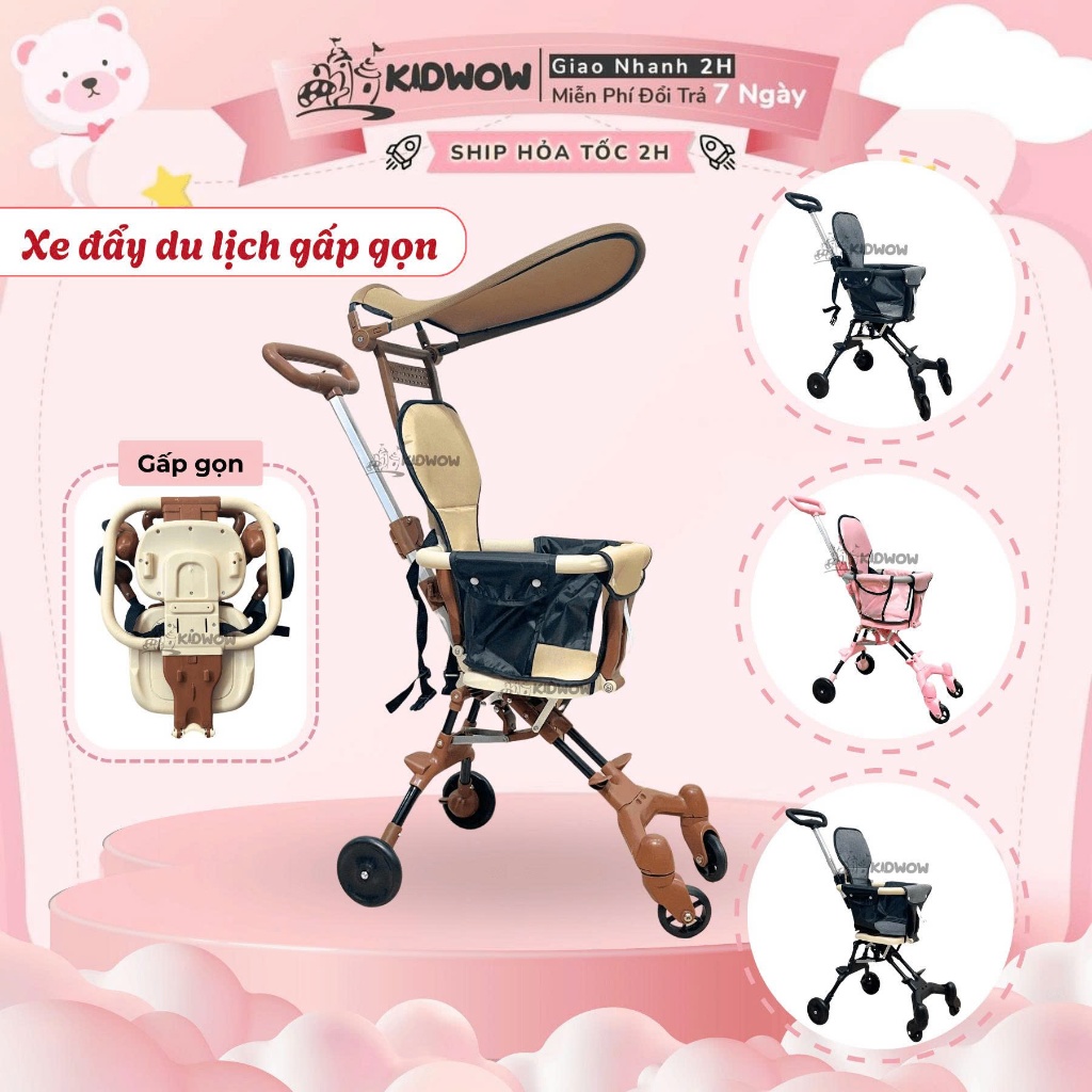 Xe Đẩy Cho Bé, Xe Đẩy Gấp Gọn Em Bé Đi Du Lịch Siêu Gọn Nhẹ