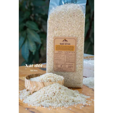 1KG GẠO GIỐNG ST24, TRỒNG TỰ NHIÊN (bao bì có thể thay đổi theo vườn)