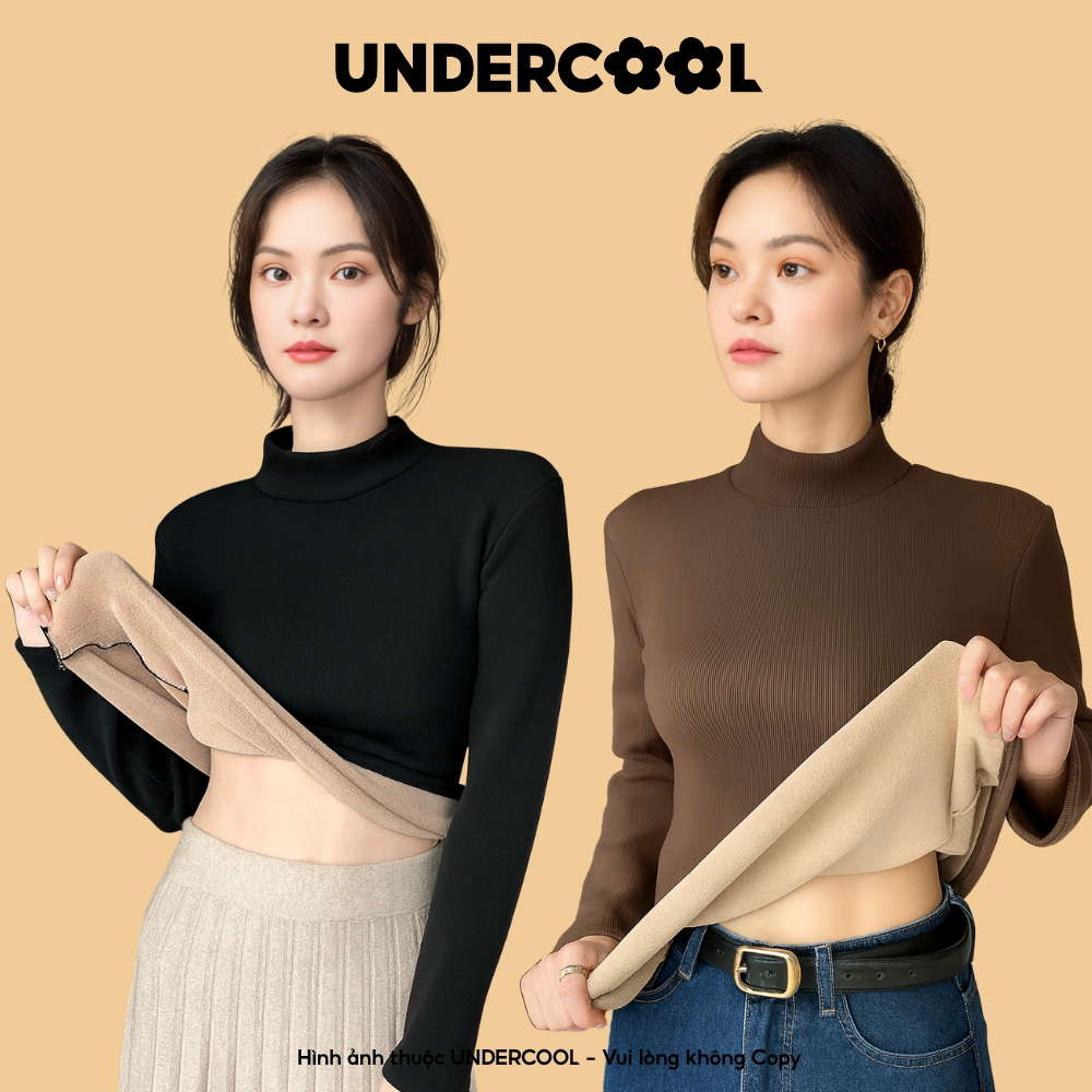 Áo Giữ Nhiệt Nữ Lót Lông Cao Cổ 3cm UNDERCOOL Dài Tay Co Giãn 4 Chiều Lót Nỉ Tăm Mềm Mịn, Áo Thun Giữ Ấm Mùa Đông H331
