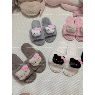 Dép lông nam nữ đi trong nhà mùa đông NGATODER gắn MÈO KITTY đáng iu
