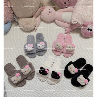 Dép lông nam nữ đi trong nhà mùa đông NGATODER gắn MÈO KITTY đáng iu