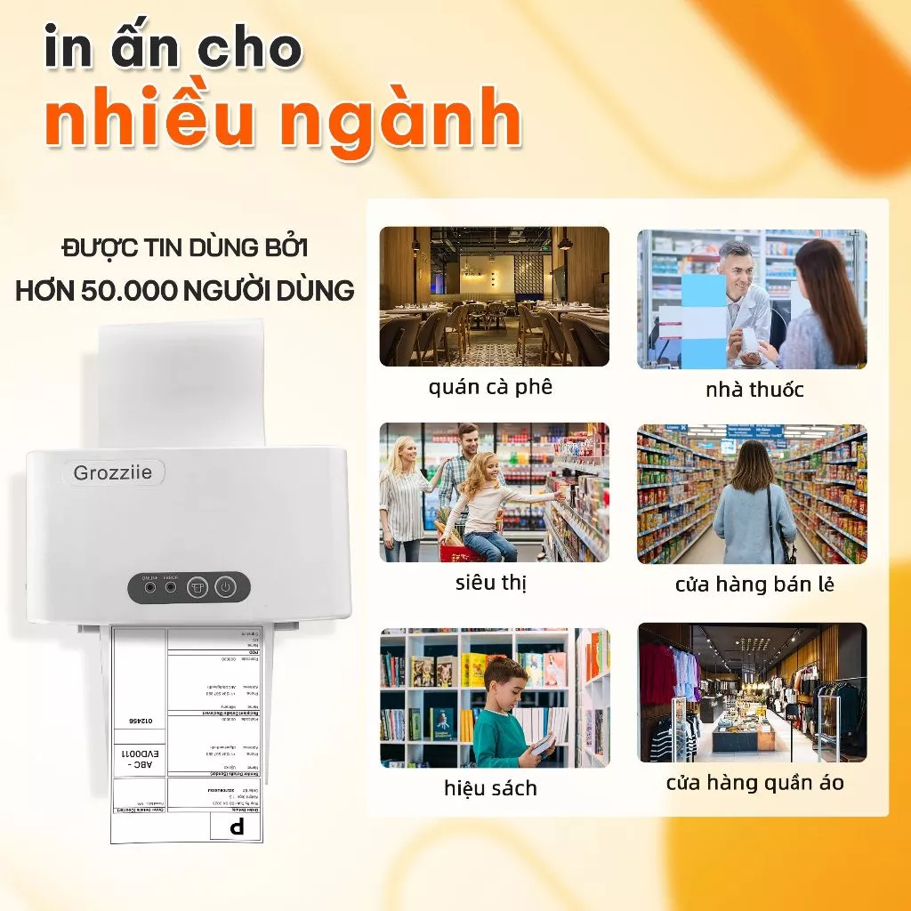 Máy In Nhiệt Vận Đơn 3 & 4 Inch | Máy In Mã Vạch | Máy In Nhãn Hóa Đơn USB + Bluetooth & i0S