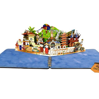 ( Tặng 1 hít nón lá) Thiệp giấy 3D cao cấp Popup lưu niệm Việt Nam