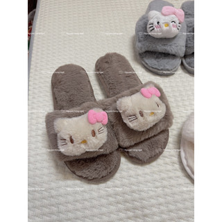 Dép lông nam nữ đi trong nhà mùa đông NGATODER gắn MÈO KITTY đáng iu