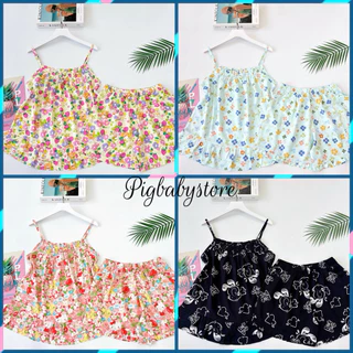 Đồ bộ lanh nữ, bộ tole nữ đùi hai dây bộ ngủ mặc nhà 40-70kg đường may kĩ - Pigbabystore DHD01